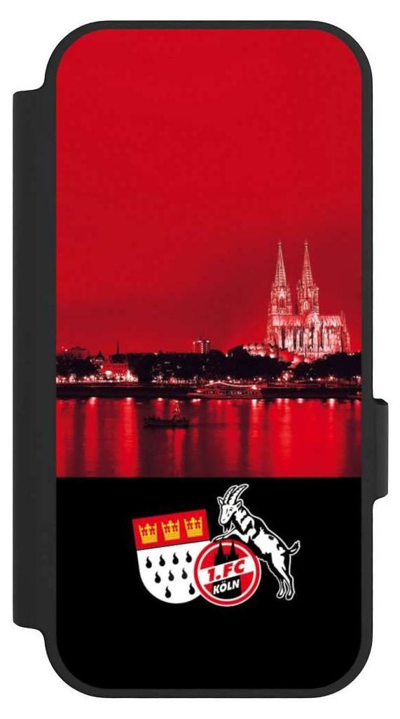 NIVOCASE Klapphülle für Google Pixel 10 Handyhülle aus Kunst Leder NIVOflip schwarz 1. FC Köln Offizielles Lizenzprodukt Skyline