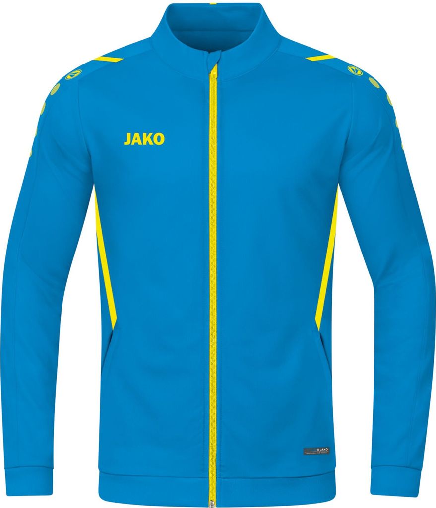 JAKO Damen Polyesterjacke Challenge, Farbe:JAKO blau/neongelb, Größe:34