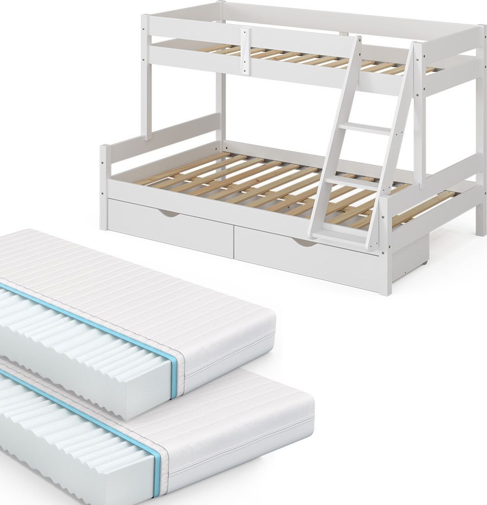 Etagenbett Vitalispa Everest Weiß 120x200 / 80x200 cm mit 2 Produktbild 