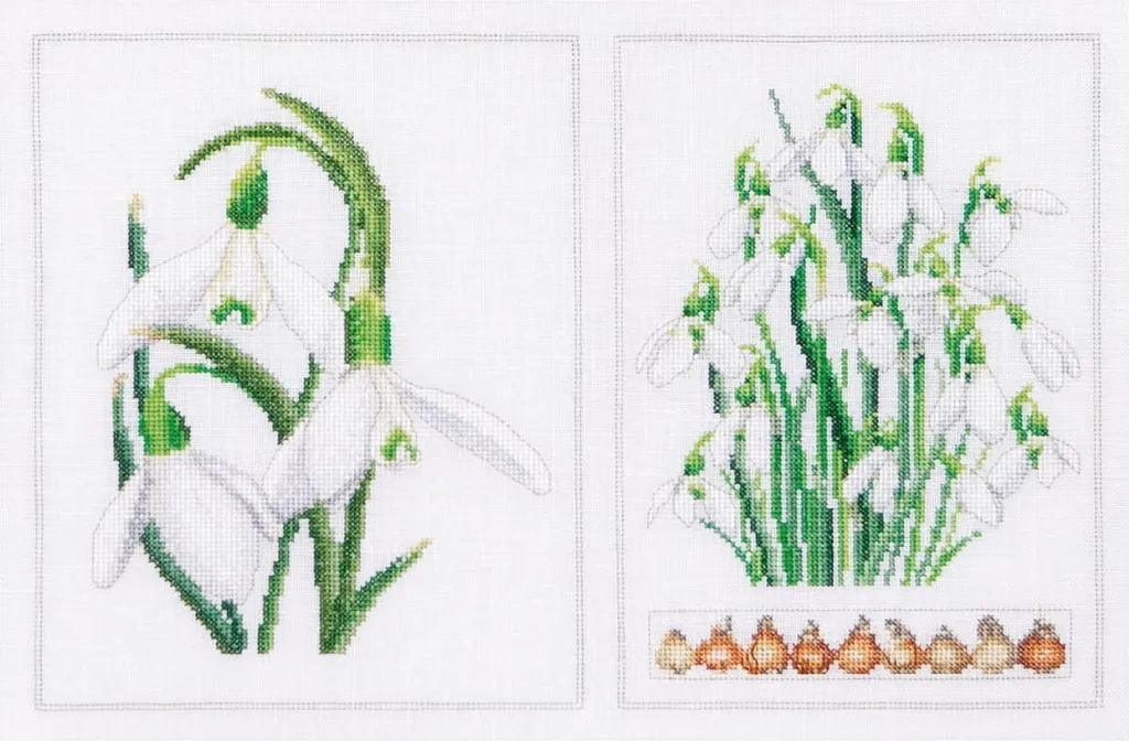 Thea Gouverneur Snowdrop Panel Kit - Ricamo Punto Croce Evenweave - 1