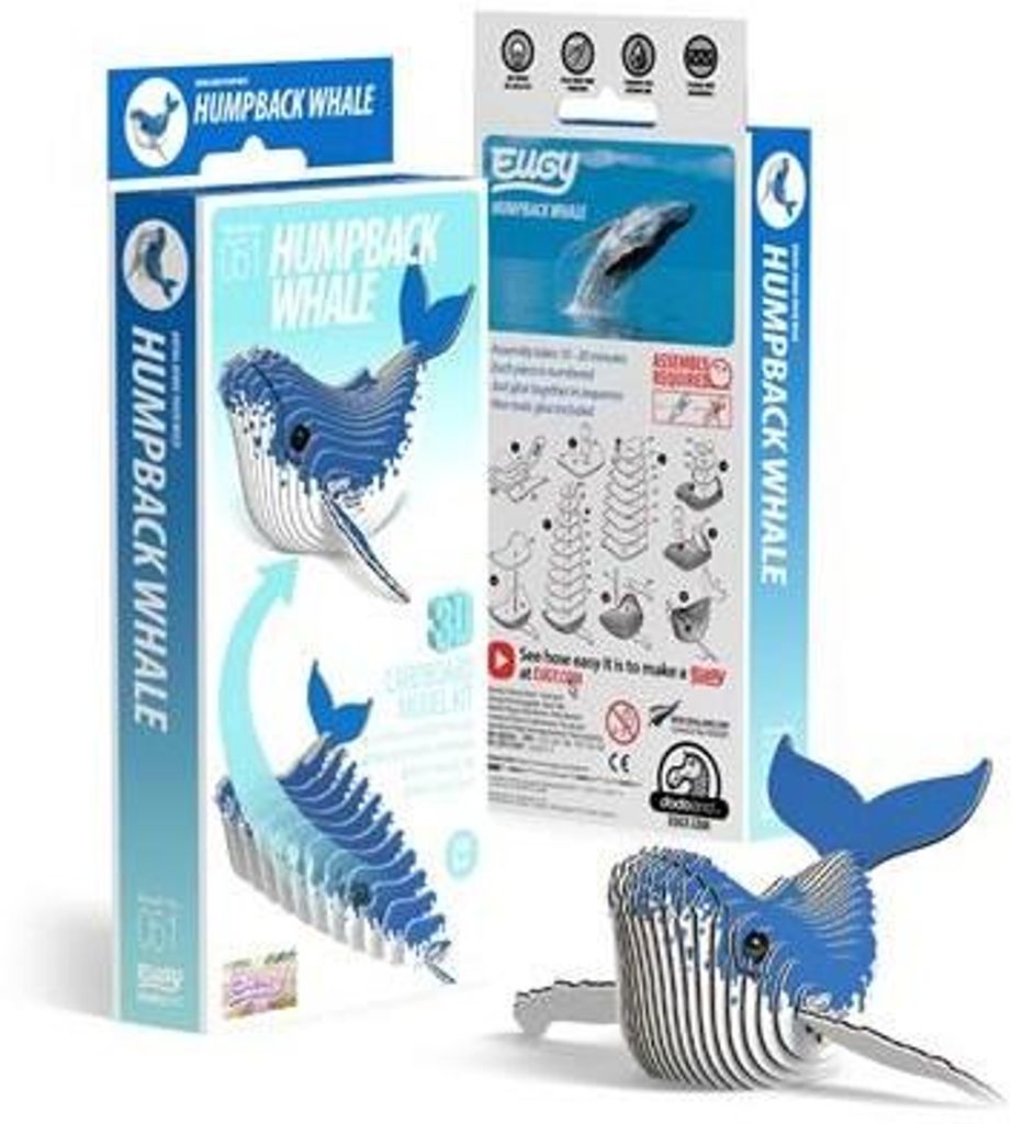 EUGY 3D-Modell Bastelset Buckelwal aus recyceltem Karton, lehrreich und umweltfreundlich