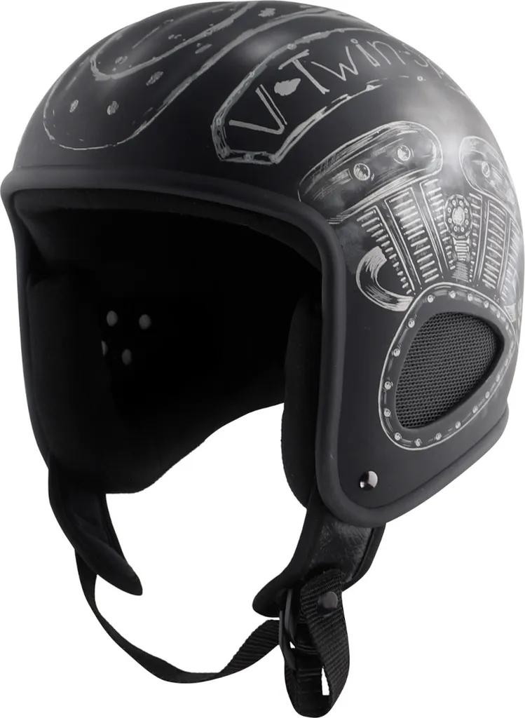 Casque Jet Bores Gensler SRM Slight 3 Engine Noir Mat pour Custom 2XL