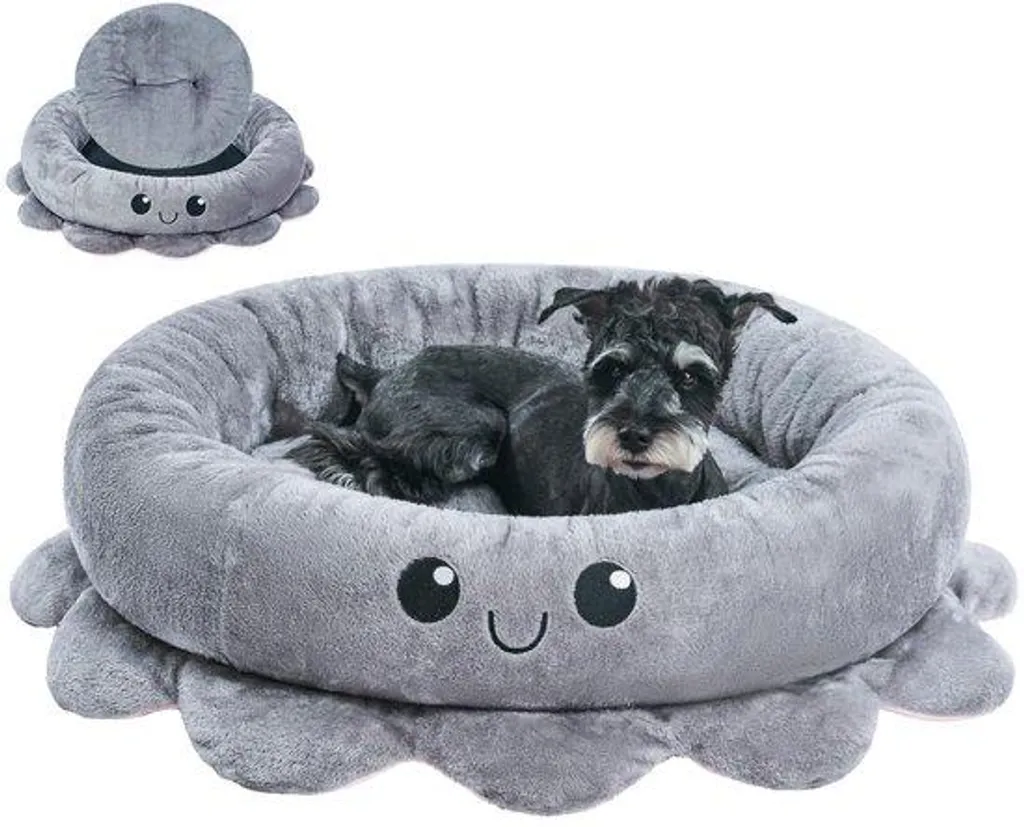 Panier rond pour chien lavable 76 cm gris lit douillet taille moyenne