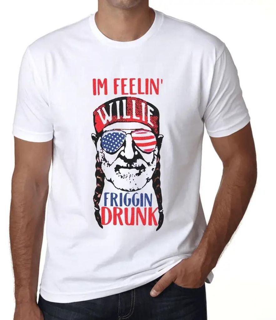 Herren Grafik T-Shirt Ich bin total betrunken – I'm Feelin Friggin Drunk – Öko-Verantwortlich Vintage Jahrgang Kurzarm Lustige Druck Geburtstag