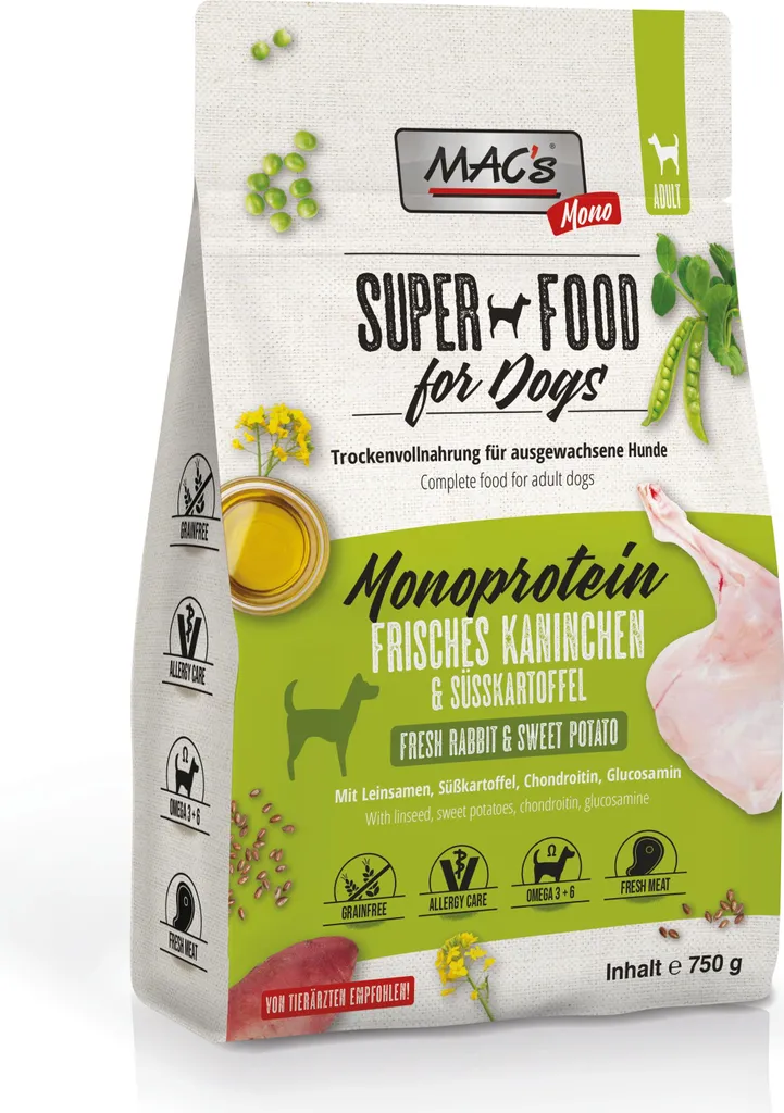 Offerta MAC'S DOG Mono Coniglio 750g | Cibo Secco Ipoallergenico