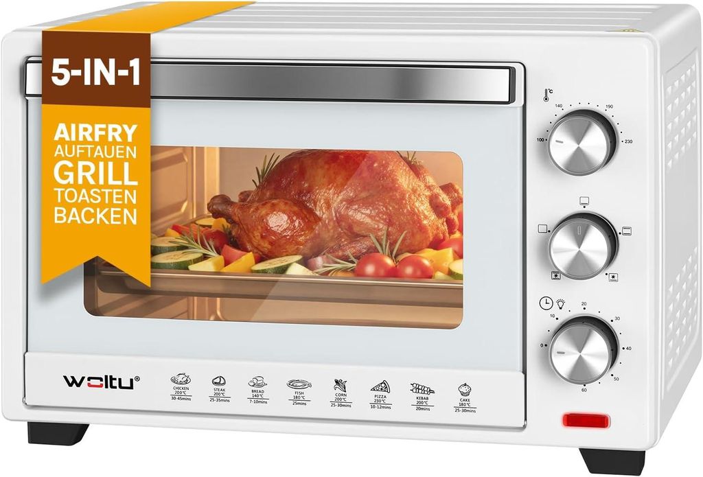 WOLTU Mini Backofen 28 L, Pizzaofen 1600 W, 100-230 °C, Produktbild 