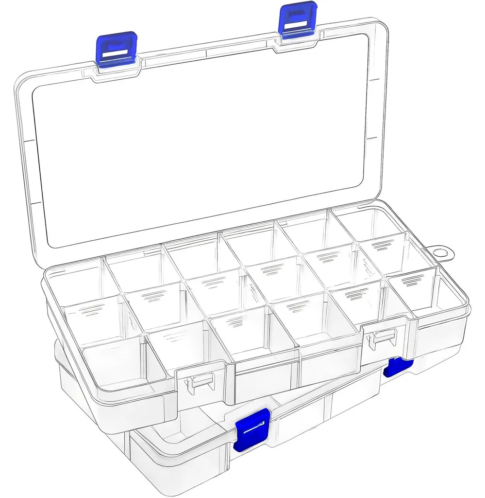 Boîte de rangement en plastique à compartiments amovibles x2