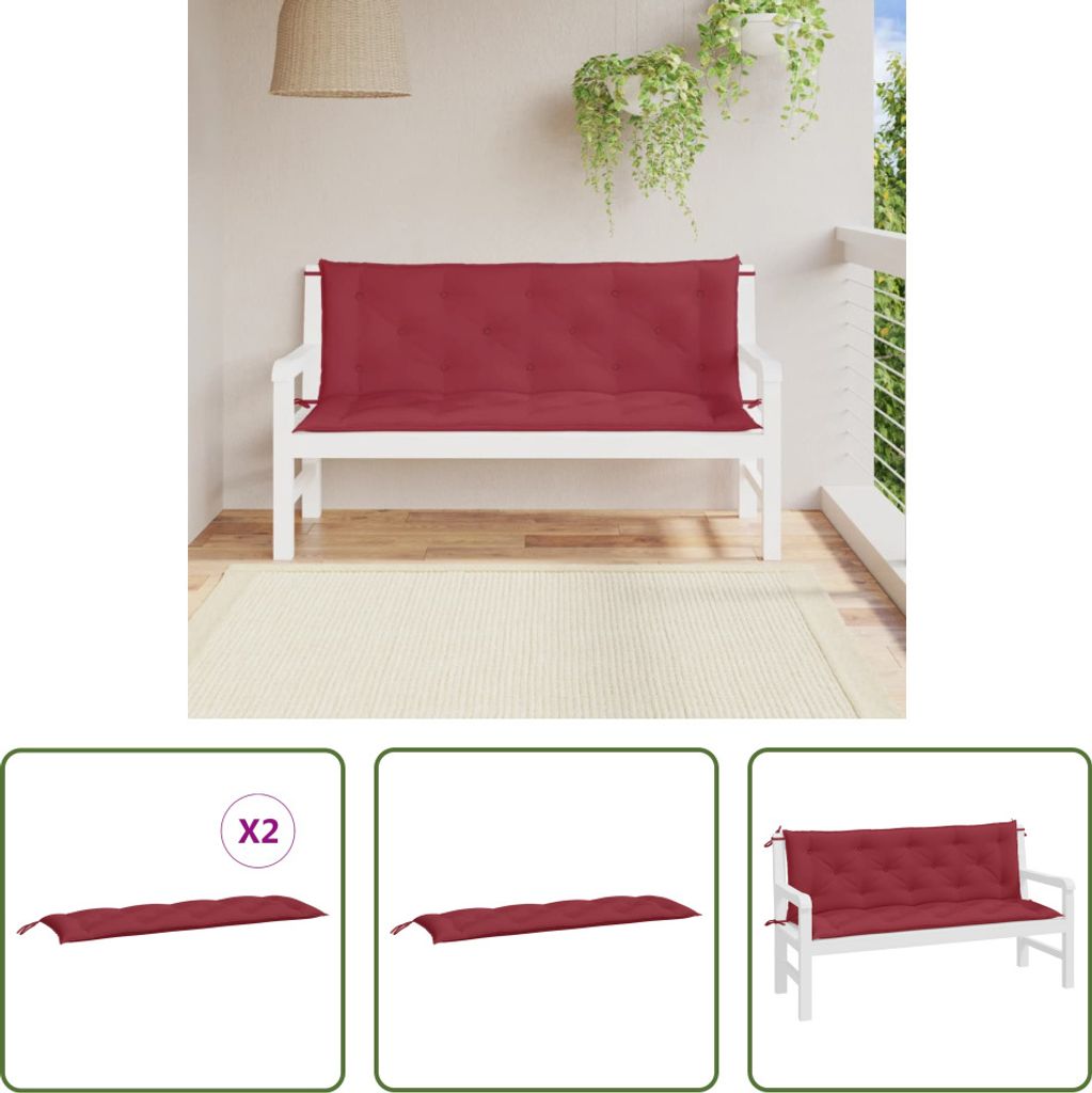 The Living Store Gartenbank-Auflagen 2 Stk. Weinrot Produktbild 