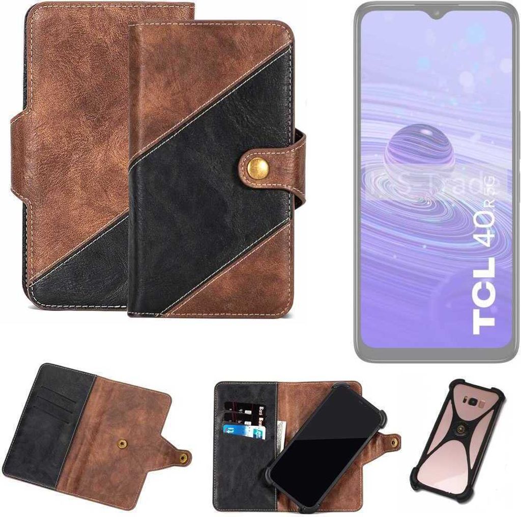 K-S-Trade Handyhülle Schutzhülle Bookstyle Case kompatibel mit TCL 40 R 5G Klapphülle Cover Hülle Schutztasche 1x