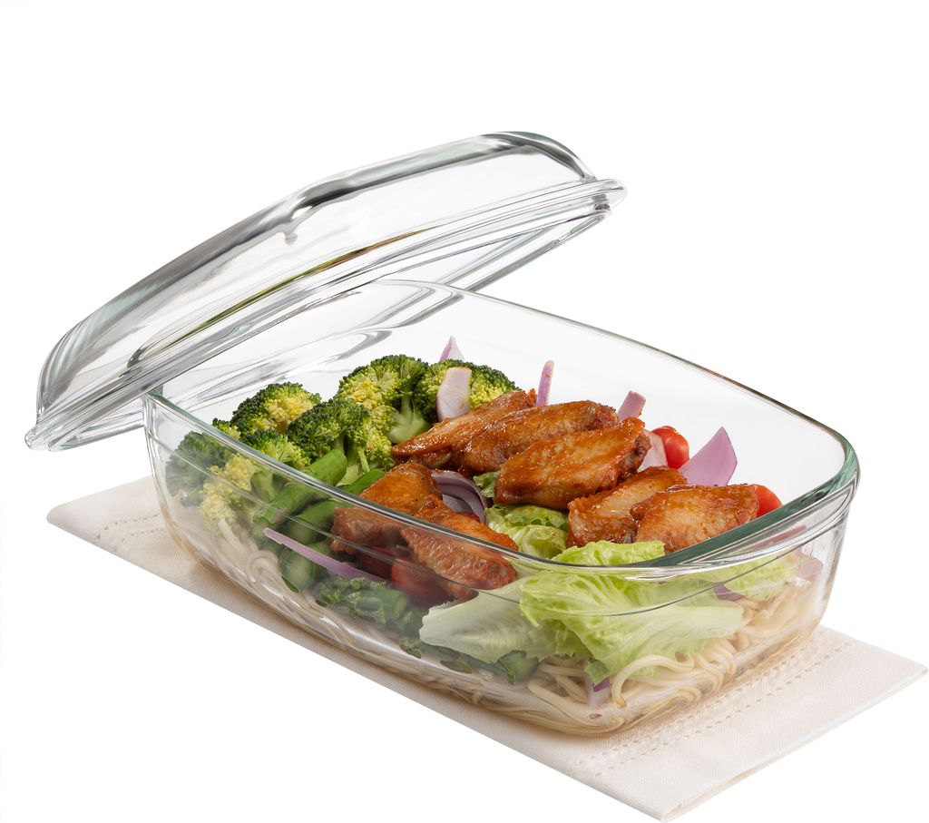 Navaris Auflaufform 4,5L Aus Hitzebeständigem Glas Borosilikatglas Mit Deckel Rechteckig Für Backofen Gefrierfach Flow – Ofenform für Lasagne &