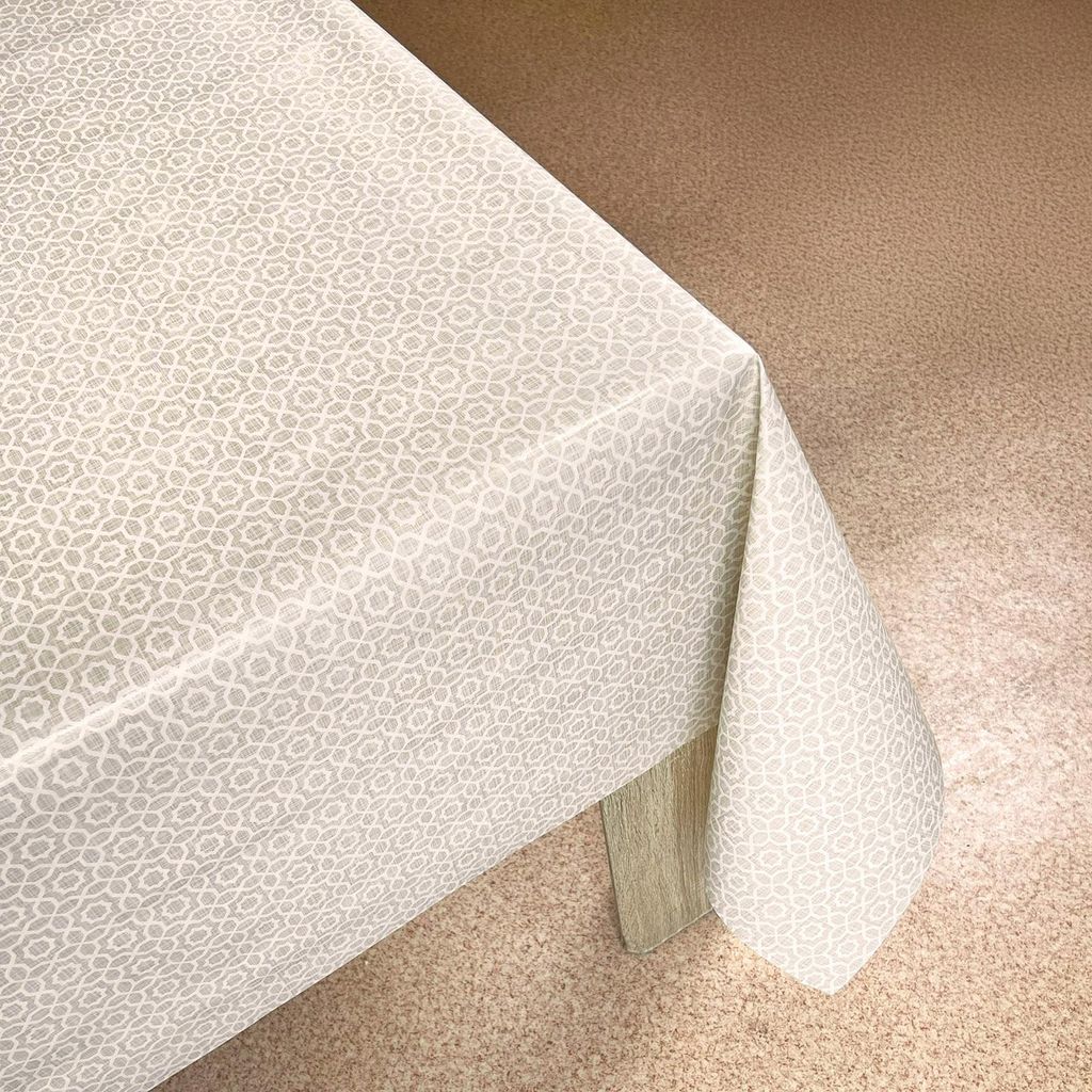 Wachstuchtischdecke 140x220 cm - Spitze Beige - Wachstischdecke mit wasserabweisender und lebensmittelecht PVC-Beschichtung - Outdoor-Tischdecken f...