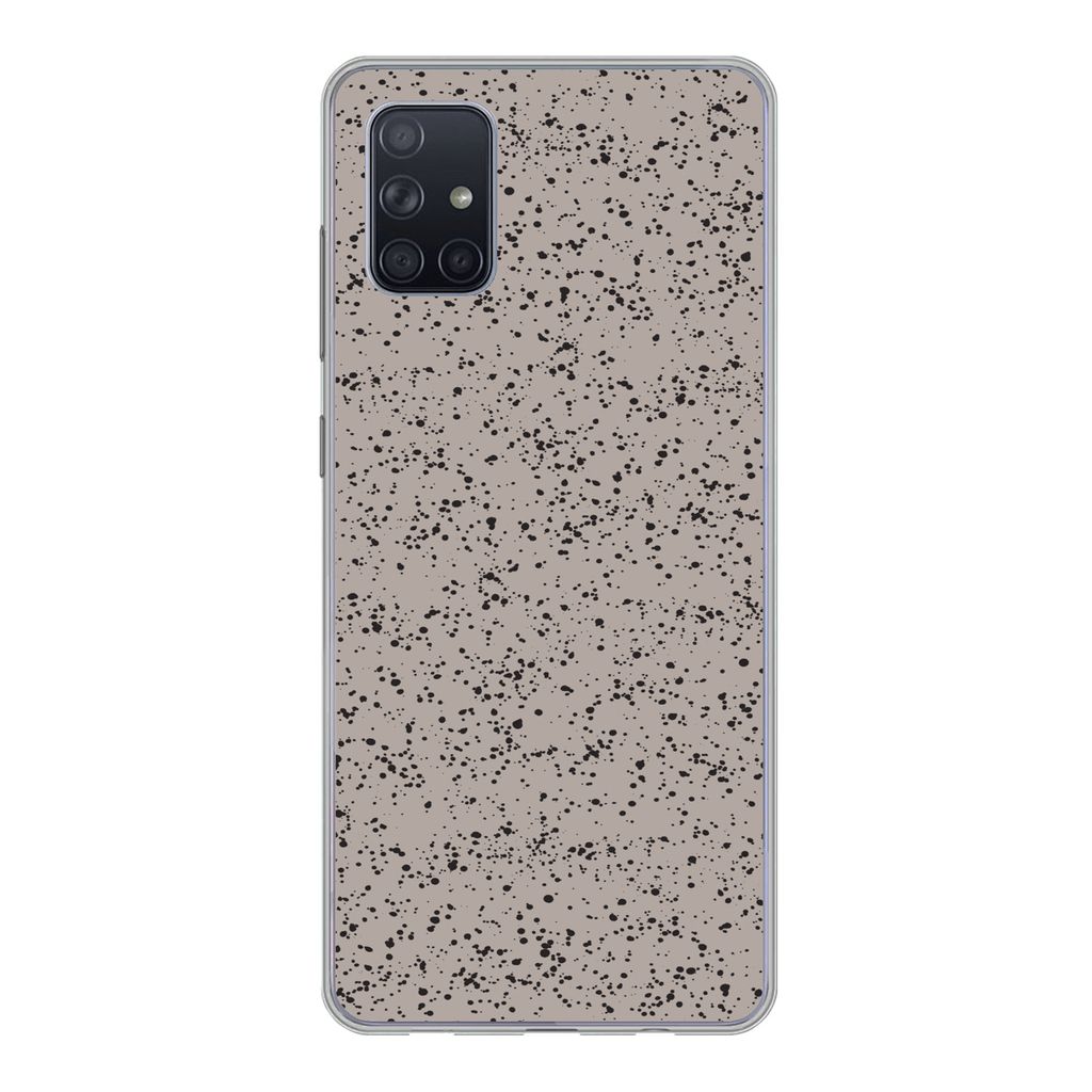 MuchoWow Handyhülle Schutzhülle Hülle für Samsung Galaxy A71 Polka dots - Schwarz - Grau Silikon Softcase Handy Hülle - Kartenbesitzer