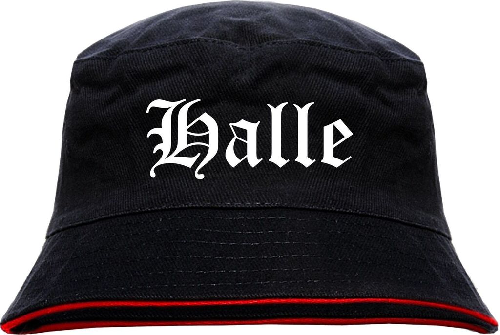 Halle Anglerhut - Altdeutsche Schrift - Schwarz-Roter Produktbild 