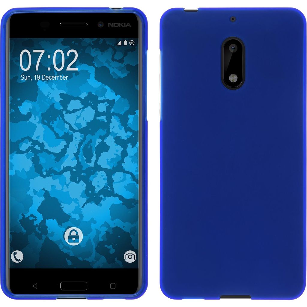PhoneNatic Case kompatibel mit Nokia 6 - blau Silikon Hülle matt + 2 Schutzfolien