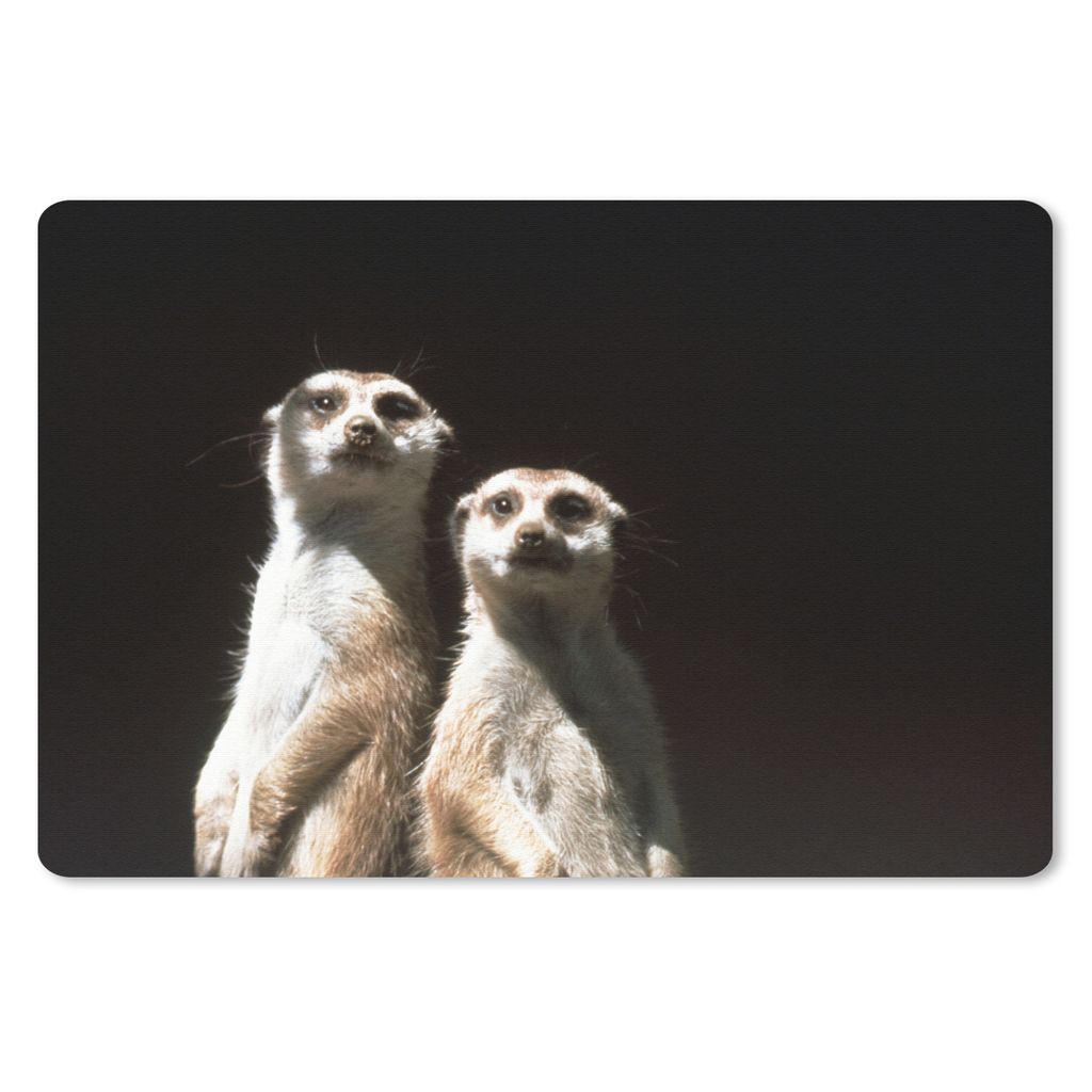 MuchoWow Mauspad Mousepad Schwarz - Erdmännchen - Tiere 27x18 cm - Mousepads - Maus Mat - Pad - Mausunterlage - Büroartikel - Desk Matten
