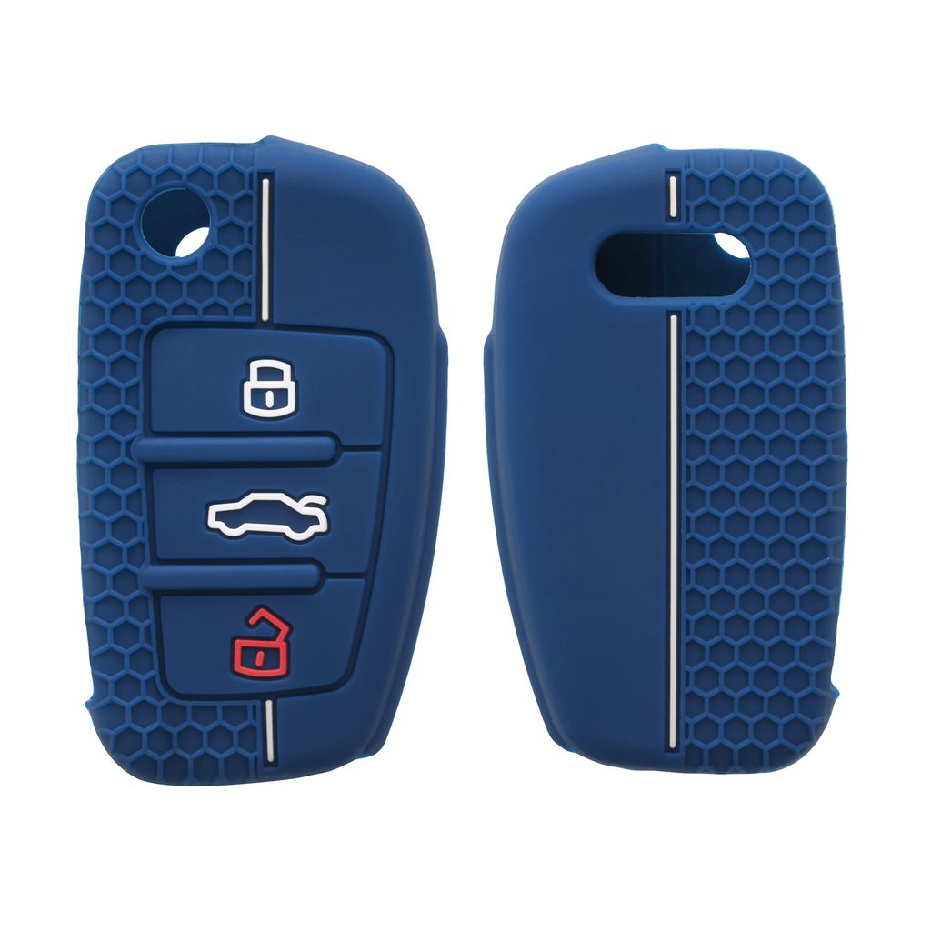 kwmobile Autoschlüssel Hülle kompatibel mit VW Golf 8 3-Tasten  Autoschlüssel - Schlüsselhülle Cover Silber Schwarz