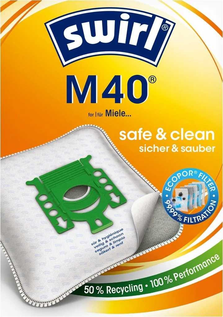 Mai Più Polvere! Sacchetti Swirl M40 EcoPor Miele 10 Pezzi 6783226