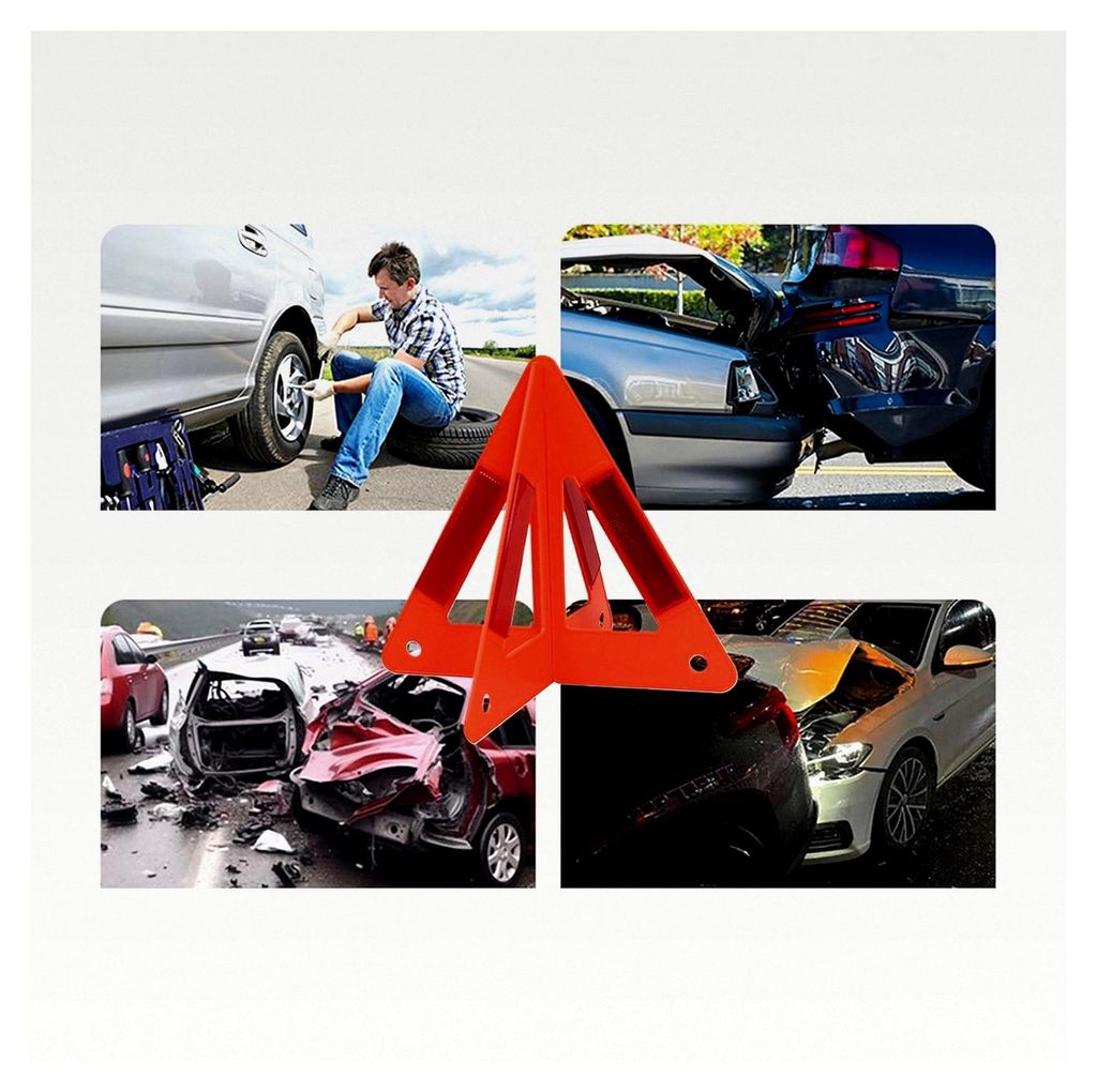 Warndreieck - Klappbares Pannenwarnschild für Fahrzeuge mit rutschfester Dreifach-Gefahrenwarnung und Sicherheitsreflektoren