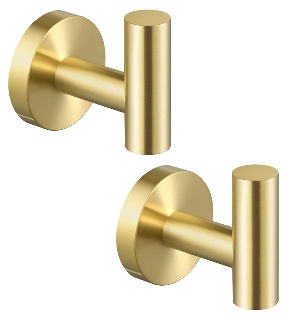 Patère murale pour serviette en inox doré brossé lot de 2 pour bain
