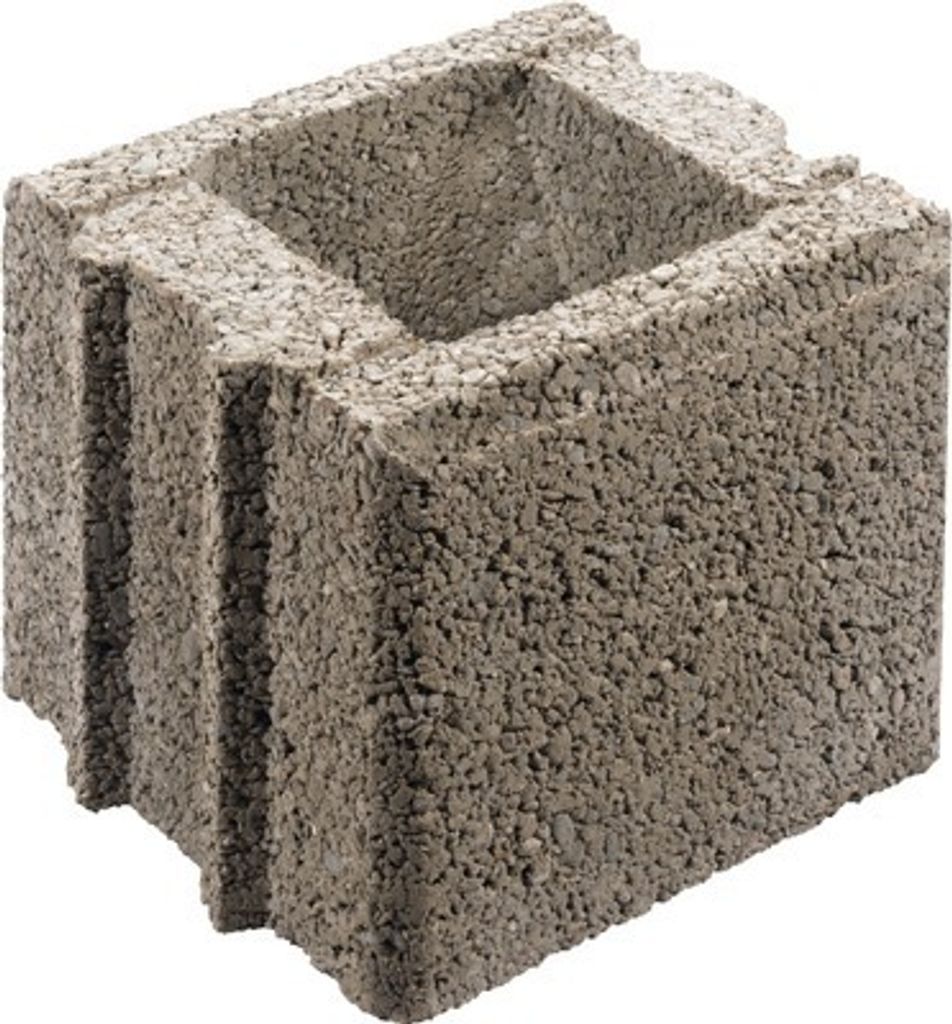 Mauerstein Halbstein Bellamur grau 25 cm x 25 cm x 20 cm