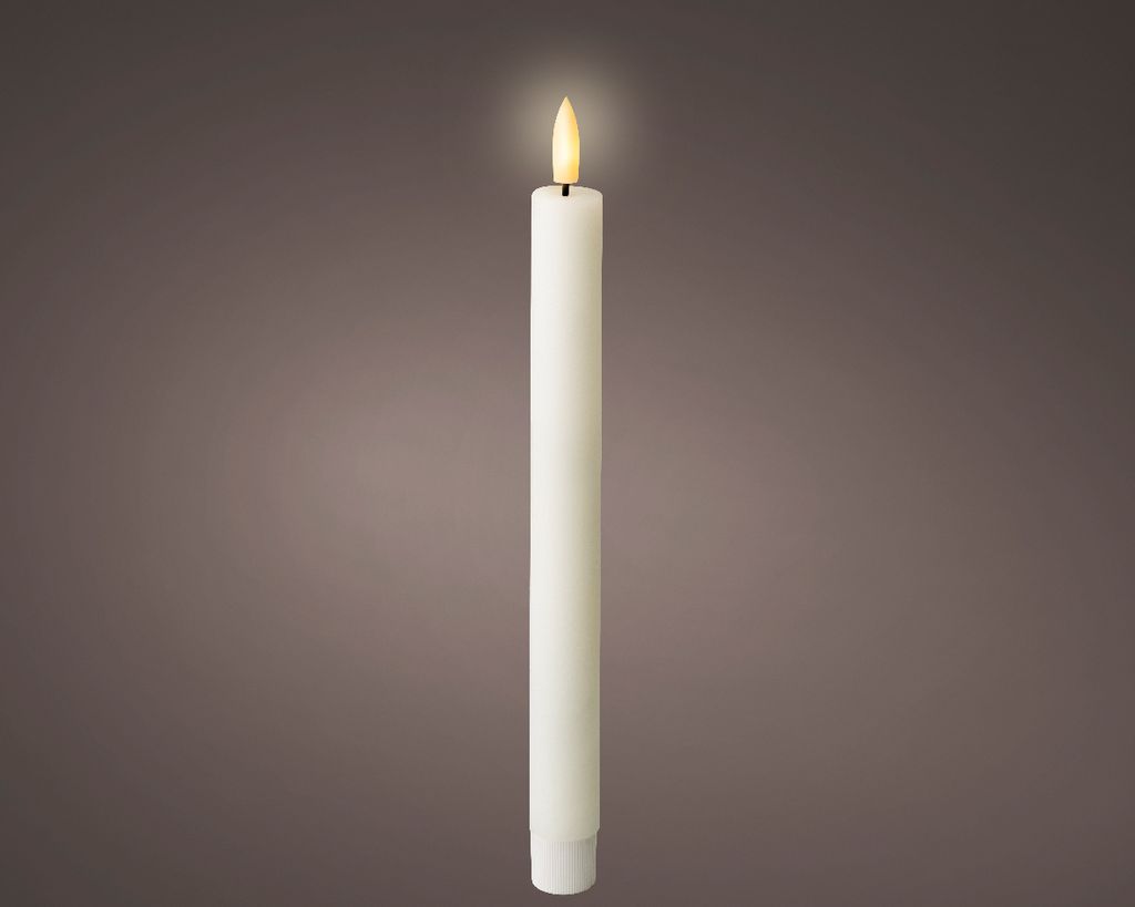 Lumineo LED Spitzkerzen, 2er-Set Weiß, warm weiß, 6h-Timer
