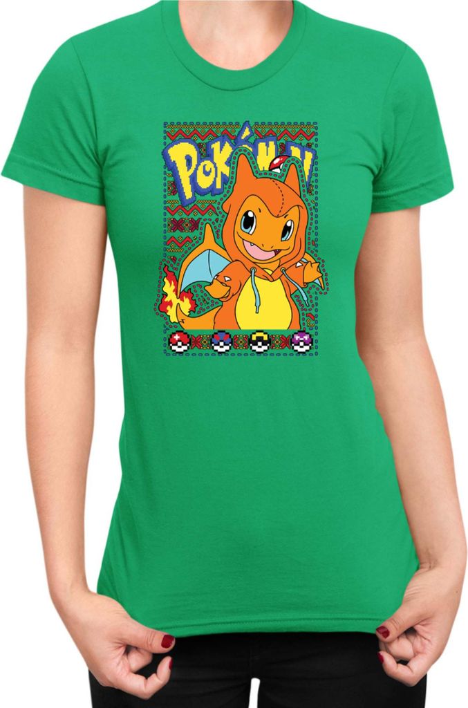 Damen T-Shirt Japan Manga Anime Comics Pokemon 021, Lady S / Grün
