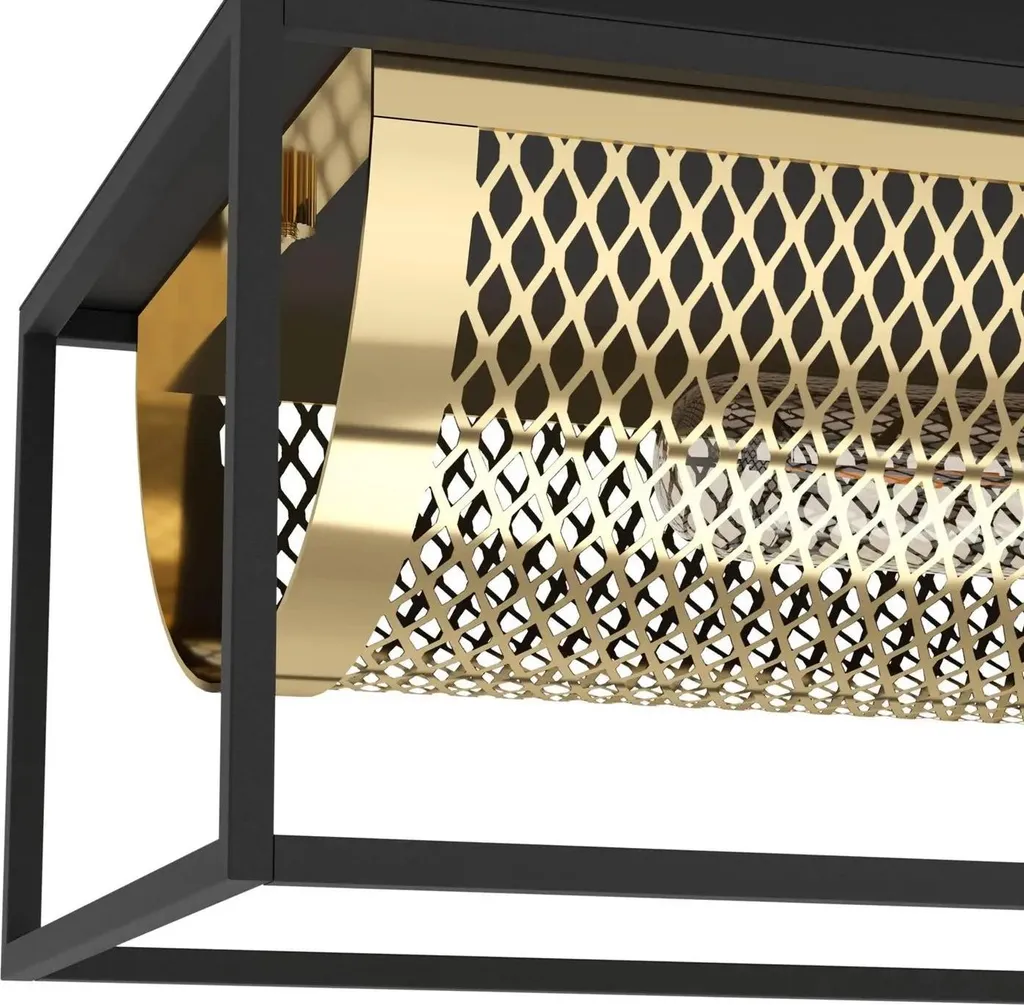 Plafonnier de Salon Eglo Nohales Noir Laiton pour Éclairage Design E27