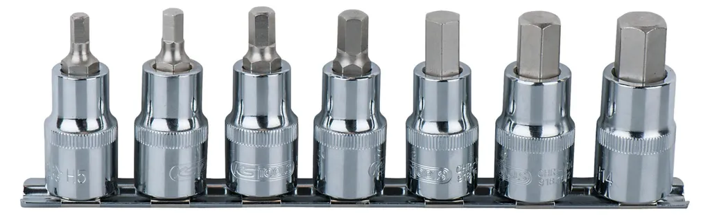 Coffret de douilles tournevis 1/2 pour vis 6 pans creux 5 à 14 mm court