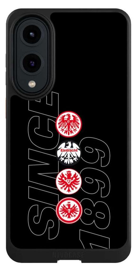 NIVOCASE Hülle für Samsung Galaxy S25 Edge Handyhülle NIVOcore Case Schwarz Adler Eintracht Frankfurt Logo