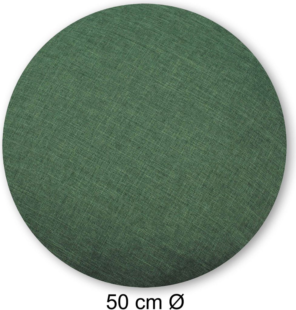 Kissenbezug rund 50 cm grün dunkel Leinenoptik Kissenhülle Produktbild 