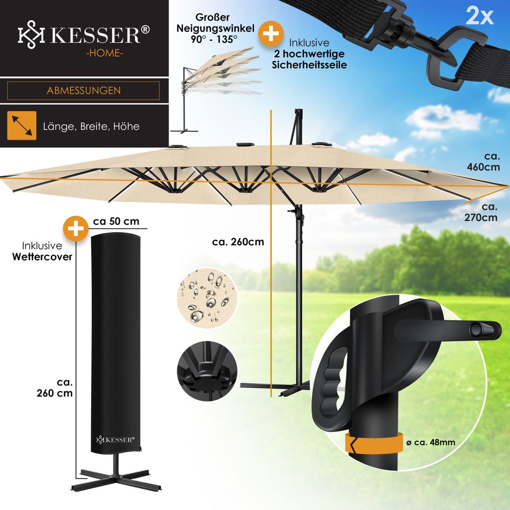 KESSER® Sonnenschirm Doppelsonnenschirm 4,6m x 2,7m | Produktbild 6