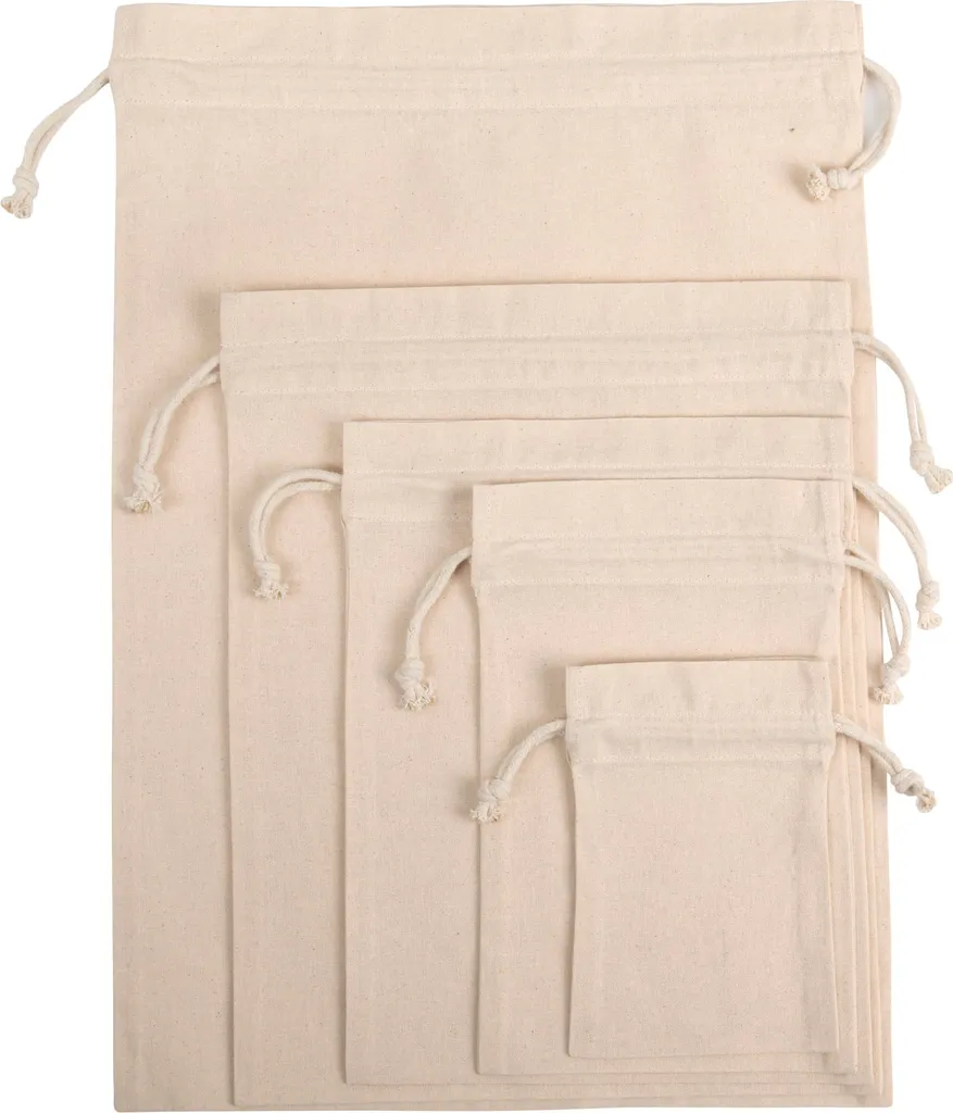 Pochon textile Kimood avec liens de serrage - Pack de 100 petits sacs