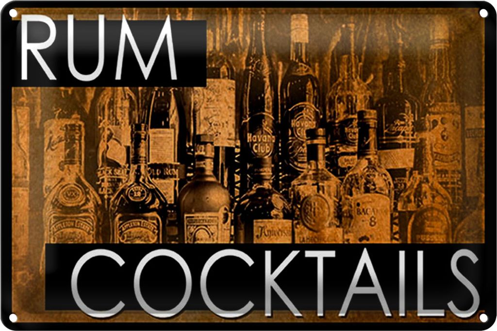 Blechschild 40x30cm Rum Cocktails
