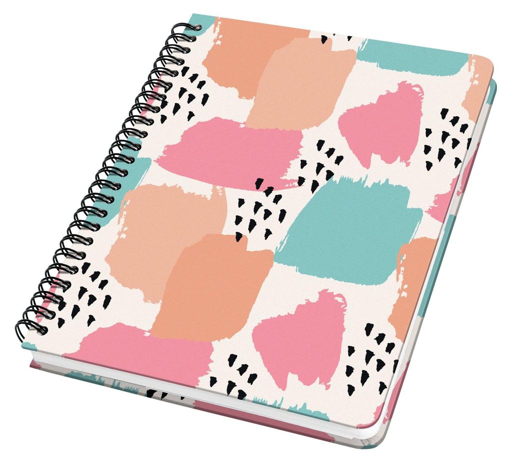 SIGEL JN610 Spiral-Notizbuch Jolie - Brush Marks - Dot-Lineatur (punktkariert) - 100 g/m² - ca. A5 - pastell, orange, rosa, grün - Hardcover - 12...