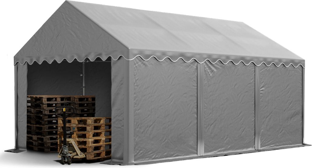 TOOLPORT Lagerzelt 3x6 m Unterstand Weidezelt Garagenzelt PVC Plane 700 N wasserdicht in grau