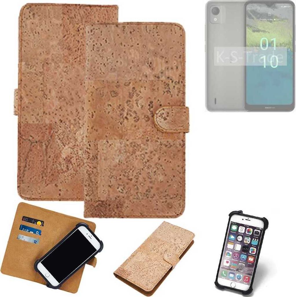 K-S-Trade Hülle kompatibel mit Nokia C110 Kork Handyhülle Cover Schutzhülle TPU Case Bumper in Hellbraun, (1x)