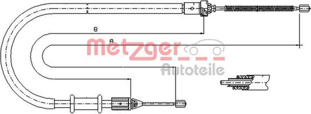 METZGER Handbremsseil Seilzug Feststellbremse für RENAULT KANGOO (KC0/1) Hinten Links 11.6675