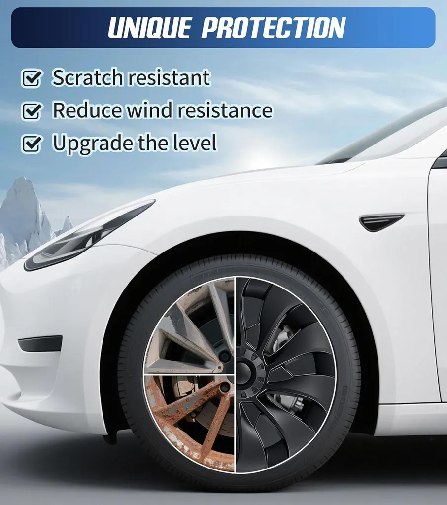 Enjoliveurs pour Tesla Modèle 3 Noir Mat, Réparez vos Jantes Rayées