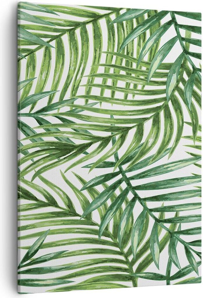 Bild auf Leinwand - Leinwandbild - Einteilig - Palme Blatt grün - 50x70cm - Wand Bild - Wanddeko - Wandbilder - Leinwanddruck - Kunstdruck - Wandd...
