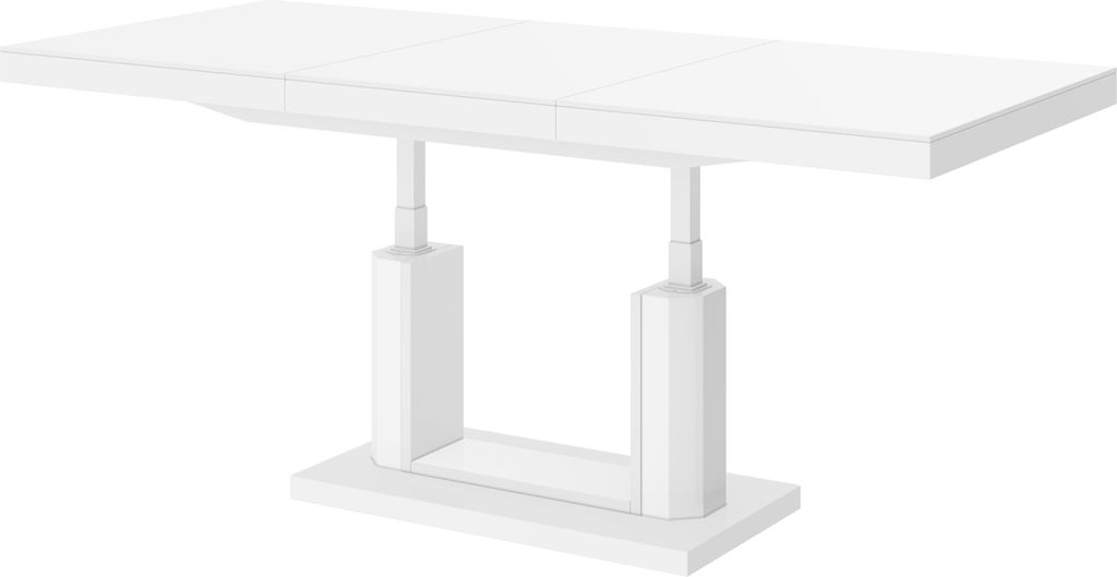 Design Couchtisch Tisch H-120 Weiß Hochglanz stufenlos höhenverstellbar ausziehbar Esstisch