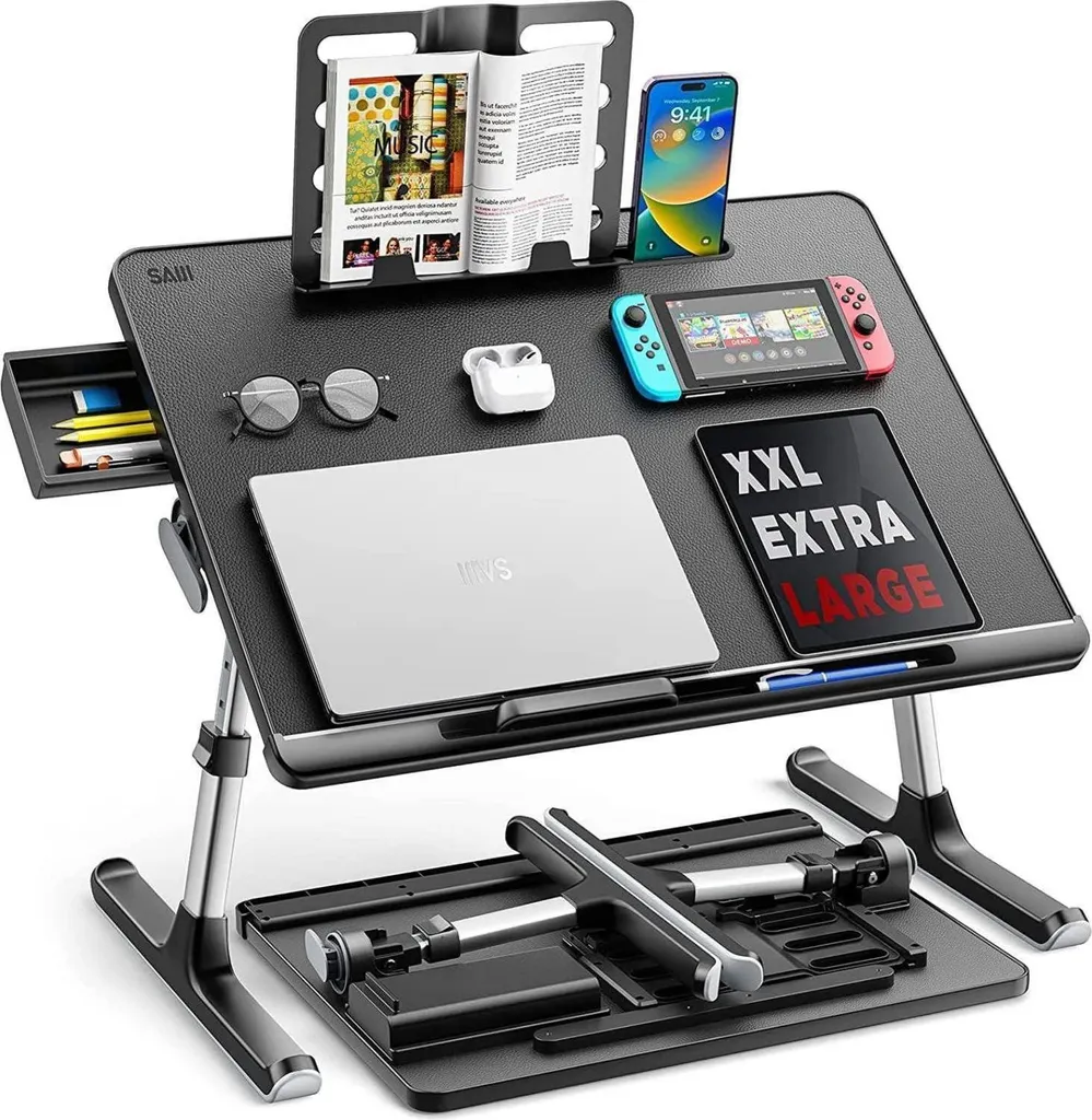 SAIJI Table pour Ordinateur Portable 60x45cm XXL Réglable pour Lit