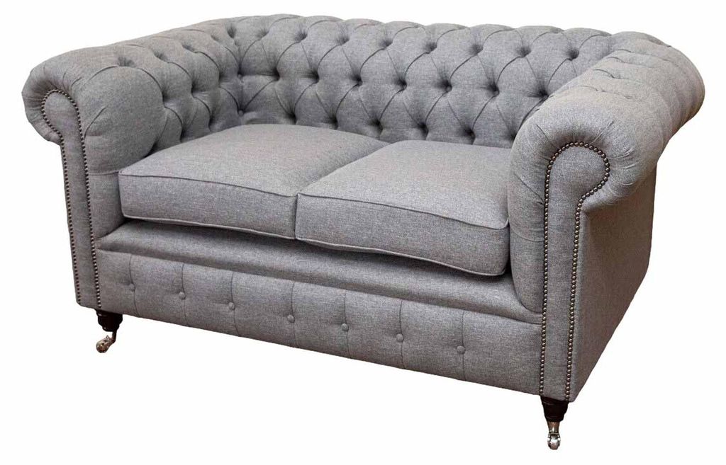 Chesterfield Büro Sitzmöbel Einrichtung Sofa Couch 2 Sitz Textil Graue