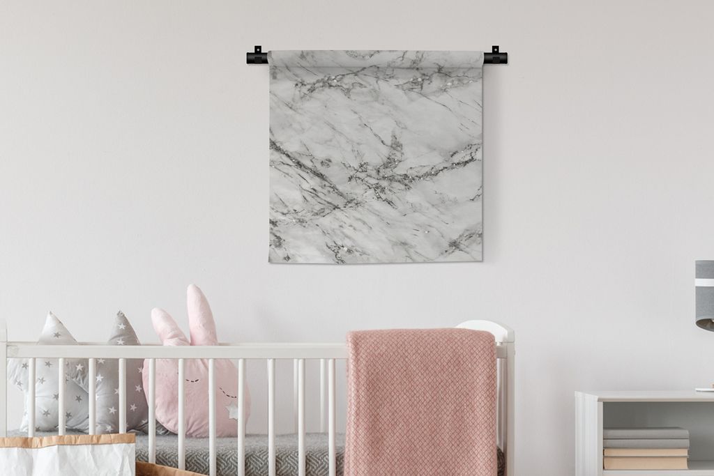 MuchoWow Wandteppich Wandbehang Marmor - Grau - Glitter 60x60 cm Tapisserie Dekoration Wandtuch - Dekorationen - Wand Decke