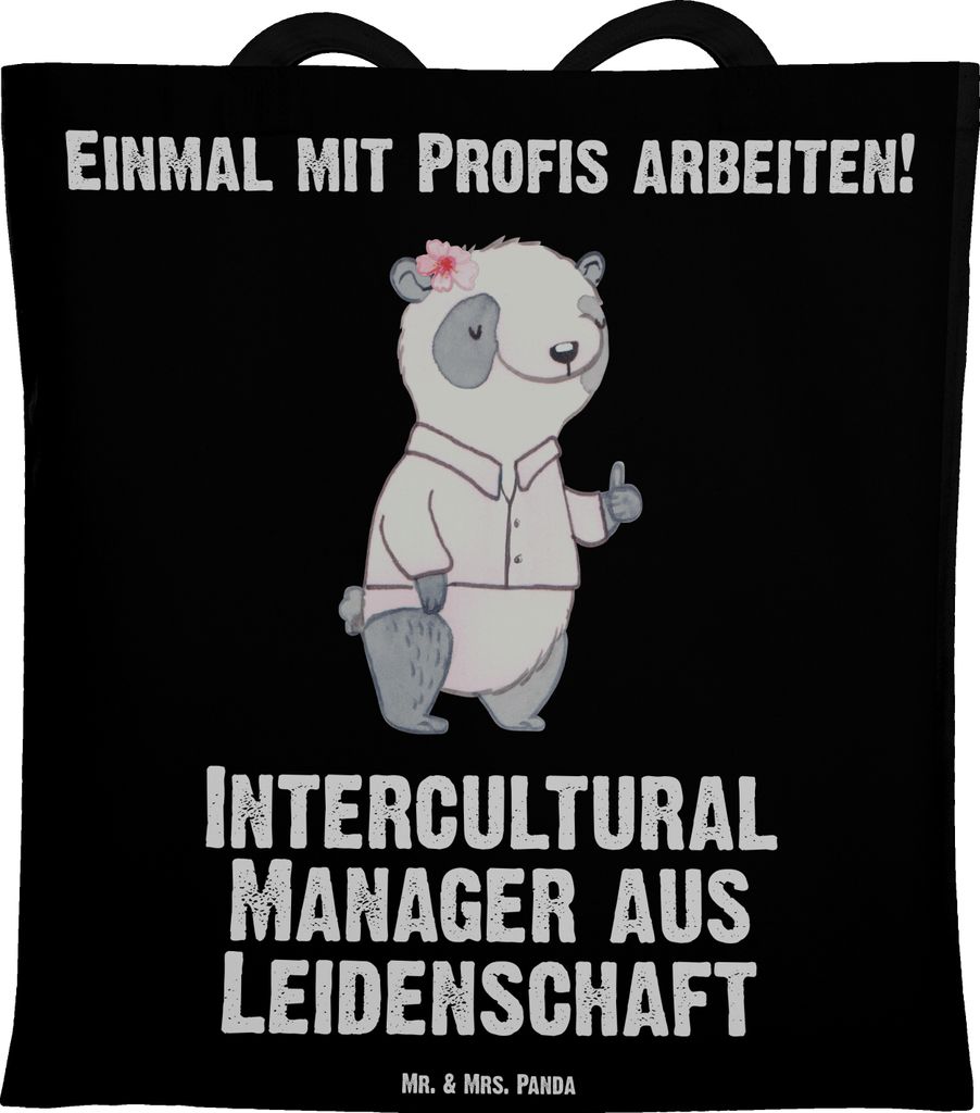 Mr. & Mrs. Panda Tote Bag Intercultural Manager Leidenschaft - Schwarz - Geschenk, Schultasche, canvas tasche, Uni, Beutel, Laptoptasche