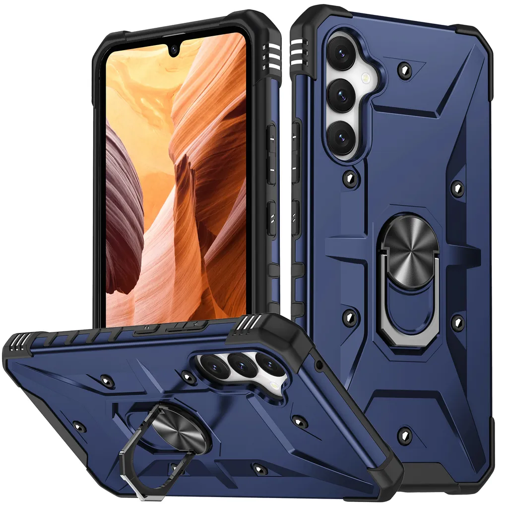 Cover Armor Samsung A34 5G: Protezione Militare Blu con Kickstand