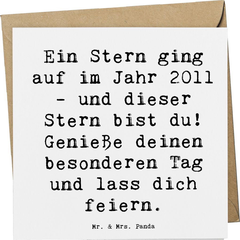 Mr. & Mrs. Panda Glückwunschkarte Spruch 2011 Geburtstag Stern - Weiß - Geschenk, anlasskarte, Klappkarte, Geburtsjahr, Grußkarte, Geburtstagsge...