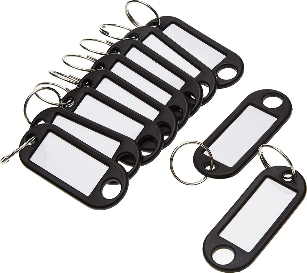 Porte-clés avec anneau 18 mm noir pour organisation maison et bureau