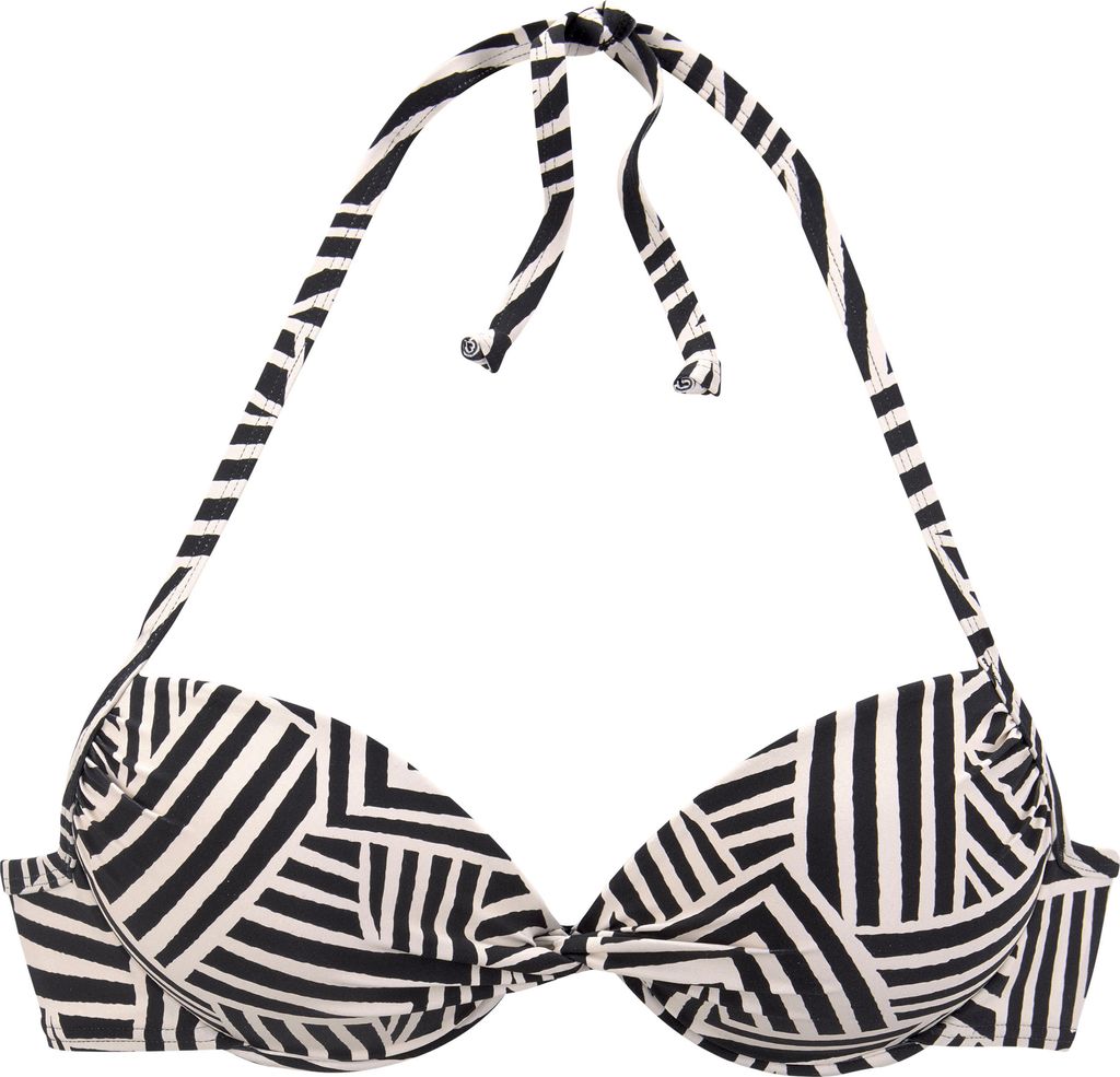 LASCANA Push-Up-Bikini-Top schwarz-creme Größe 38 Cup C