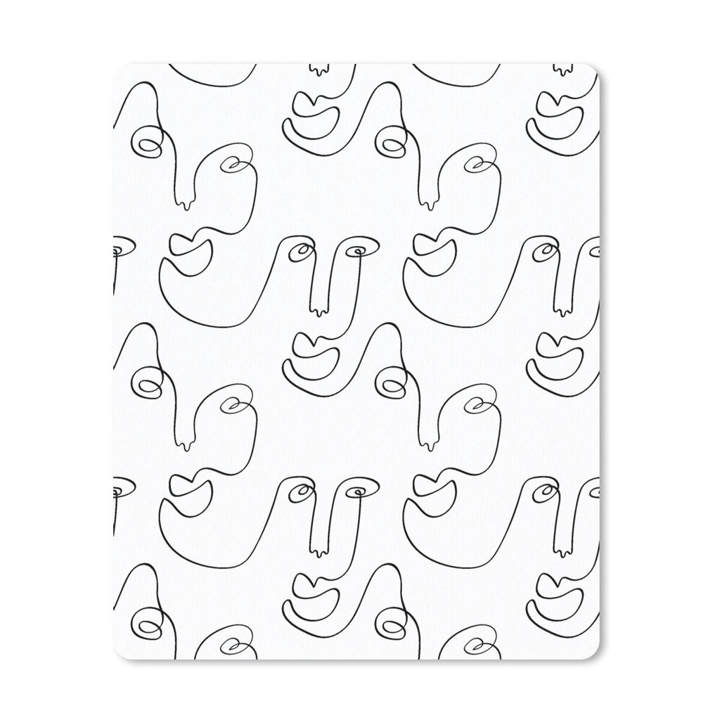 MuchoWow Mauspad Mousepad Strichzeichnungen - Gesicht - Muster 19x23 cm - Mousepads - Maus Mat - Pad - Mausunterlage - Mauspads - Spielen