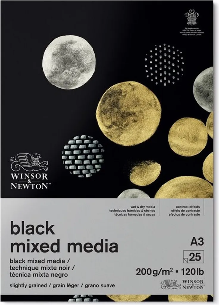 Winsor & Newton Blocco Carta Nera A3 25 Fogli 200g per Artisti